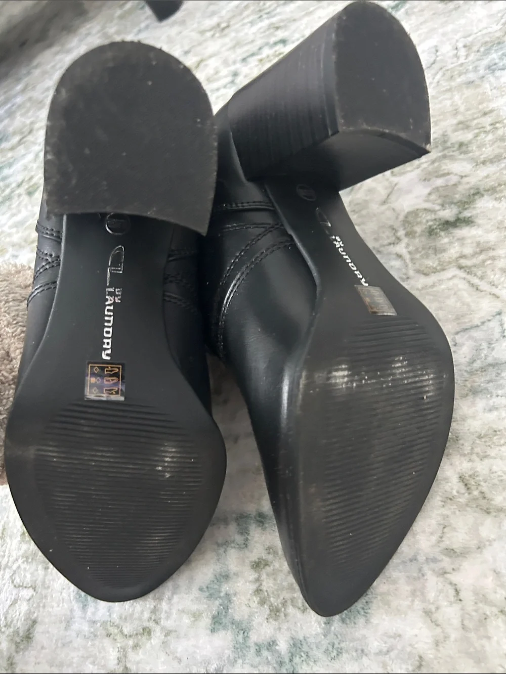 CL by Laundry Black Block Heel Ankle Booties Size 8.5 Side Zip